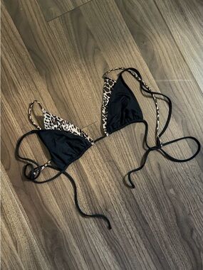 Zara Black & Leopard Triangle Bikini Top